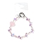 Glass & Iron Beads Mobile Straps, with Mobile Phone Lanyard Patch, Heart, Misty Rose, 20cm