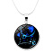 Glass Constellation Pendant Necklace with Brass Snake Chains, Pisces, 16.54 inch(42cm)