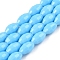 Opaque Solid Color Imitation Jade Glass Beads Strands, Faceted, Oval, Light Sky Blue, 8x5.5mm, Hole: 1mm, about 70pcs/strand, 22.2~22.64''(55.5~57.5cm)