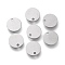 Non-Tarnish 304 Stainless Steel Charms, Laser Cut, Stamping Blank Tag, Flat Round, Stainless Steel Color, 8x0.4mm, Hole: 1mm