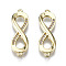 Brass Micro Pave Clear Cubic Zirconia Links Connectors, Infinity, Golden, 22x7x2mm, Hole: 0.8mm