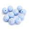 Round with Heart Pattern Food Grade Silicone Beads, Chewing Beads For Teethers, DIY Nursing Necklaces Making, Cornflower Blue, 15mm