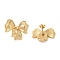 Stripe Bowknot 304 Stainless Steel Stud Earrings for Women, Golden, 21x25mm