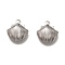 Non-Tarnish 304 Stainless Steel Charms, Scallop Shape, Stainless Steel Color, 12x10.5x2.5mm, Hole: 1.2mm