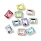 Glass Rhinestone Cabochons, Flat Back & Back Plated, Faceted, Rectangle, Mixed Color, 8x6x3mm