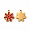 Ion Plating(IP) 304 Stainless Steel Charms, with Enamel, Flower, Red, 14x12x1mm, Hole: 1.2mm