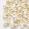 Brass Cubic Zirconia Charms, Ring, Clear, Real 18K Gold Plated, 14x7~7.5x3.5mm, Hole: 1.5mm