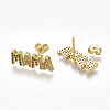 Brass Cubic Zirconia Stud Crawler Earrings EJEW-S201-113-2
