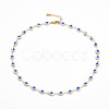 Brass Enamel Evil Eye Link Chain Bracelets & Necklaces Jewelry Sets SJEW-JS01191-5