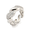 Brass Micro Pave Clear Cubic Zirconia Cuff Ring RJEW-Z035-01P-1