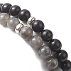 Natural Black Stone & Picasso Jasper & Labradorite & Synthetic Turquois & Non-Magnetic Synthetic Hematite Beaded Stretch Bracelets Sets for Women BJEW-JB09279-7