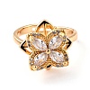 Flower Cubic Zirconia Rotatable Cuff Ring for Calming Worry Meditation RJEW-P025-01-1