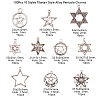 100Pcs 10 Styles Tibetan Style Alloy Pentacle Pendants TIBEP-CJ0001-60-2