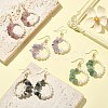 4Pcs 4 Style Natural Mixed Gemstone & Shell Pearl Ring Dangle Earrings EJEW-TA00247-2
