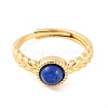 Round Natural Lapis Lazuli Adjustable Rings RJEW-Q817-03G-07-2