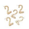 Brass Number Stud Earrings with 925 Sterling Silver Pins for Women EJEW-A077-01B-2
