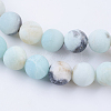 Frosted Natural Flower Amazonite Round Bead Strands X-G-E334-8mm-09-3