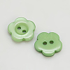 Dark Sea Green Resin Flower Buttons X-RESI-D031-12mm-08-1