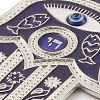 Hamsa Hand/Hand of Miriam with Evil Eye Alloy Resin Pendant Decorations HJEW-K042-01AS-02-3