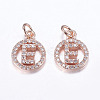 Brass Micro Pave Cubic Zirconia Pendants ZIRC-G120-E-RG-RS-1