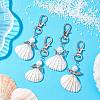 4Pcs 4 Styles Angel Alloy & Wire Wrapped Natural Shell Pendant Decorations HJEW-JM02017-2