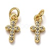 Brass Micro Pave Cubic Zirconia Tiny Cross Charms ZIRC-H119-04-2