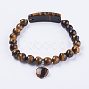 Natural Tiger Eye Stretch Bracelets BJEW-F308-34E-1