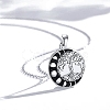 Rhodium Plated 925 Sterling Silver Tree of Life Pendant Necklaces PW-WGD3068-01-2