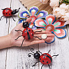 Crafans 3D Iron Flower and Ladybug Big Pendants AJEW-CF0001-19-7