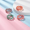 4Pcs 4 Colors Glass Seed Beads Braided Finger Rings Set for Women RJEW-JR00419-2