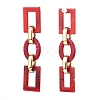 Acrylic & CCB Plastic Link Chain Dangle Stud Earrings EJEW-JE04470-3