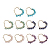 Natural & Synthetic Mixed Gemstone Chips Beaded Heart Hoop Earrings EJEW-JE05214-1
