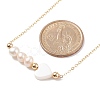 Natural Pearl & Shell Heart Beaded Pendant Necklaces NJEW-JN03898-01-6