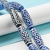 Blue Tibetan Style dZi Beads Strands TDZI-NH0001-B02-01-2
