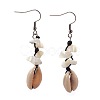 Cowrie Shell Beads Dangle Earrings EJEW-JE02856-1