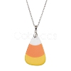 Halloween Acrylic Candy Corn Pendant Necklaces NJEW-JN04888-2