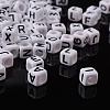 Mixed Letters White Letter Acrylic Cube Beads X-PL37C9308-5