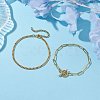 2Pcs 2 Styles Brass Twist Chain Bracelets and Paperclip Chain Bracelets for Women Men BJEW-JB10593-2