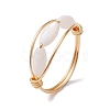 Copper Wire Wrapped Horse Eye Natural Shell Finger Rings for Women RJEW-TA00136-1