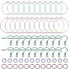 Unicraftale 40Pcs 2 Style Ion Plating(IP) Rainbow Color 304 Stainless Steel Hoop Earrings Findings STAS-UN0039-05-1