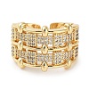 Rack Plating Brass Pave Clear Cubic Zirconia Open Cuff Rings RJEW-M172-09G-2