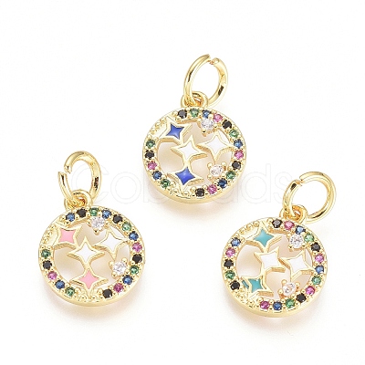 Golden Plated Brass Charms ZIRC-L086-005-G-1