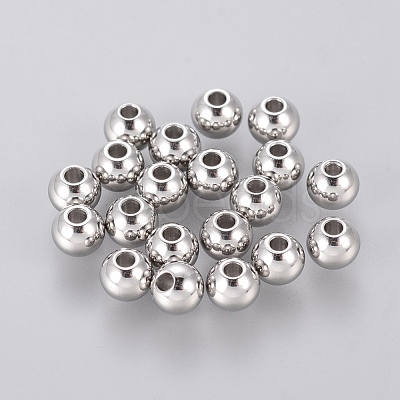 Tarnish Resistant 304 Stainless Steel Smooth Round Spacer Beads X-STAS-M006-01B-1