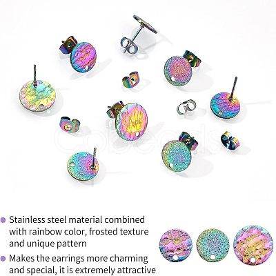 Unicraftale 30Pcs 3 Style Ion Plating(IP) 304 Stainless Steel Stud Earring Findings STAS-UN0027-96-1