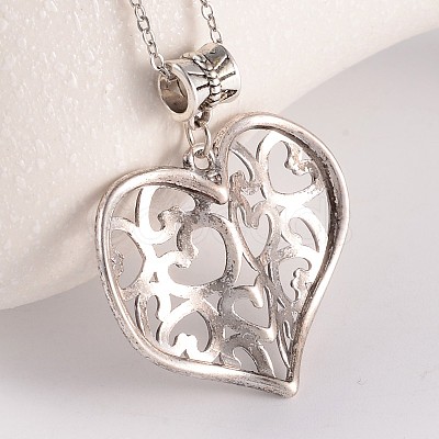 Heart Tibetan Style Alloy European Dangle Charms PALLOY-JF00091-02-1