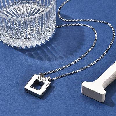 304 Stainless Steel Heart Square Urn Ashes Necklaces STAS-Z106-07P-1