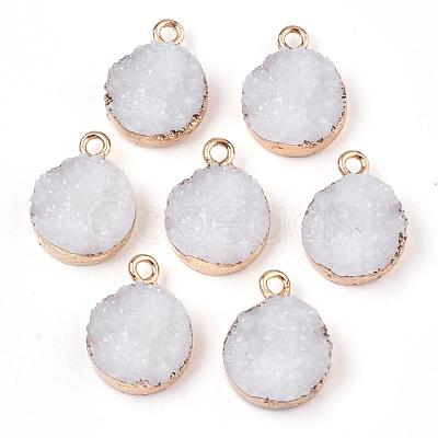 Electroplate Druzy Resin Pendants RESI-S366-02F-1