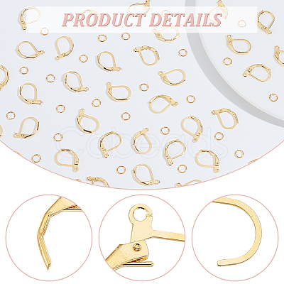 BENECREAT 40Pcs Brass Leverback Earring Findings KK-BC0013-03G-1