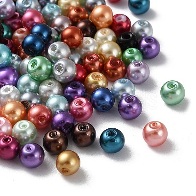 Baking Painted Pearlized Glass Pearl Round Bead Strands HY-Q004-6mm-M-1