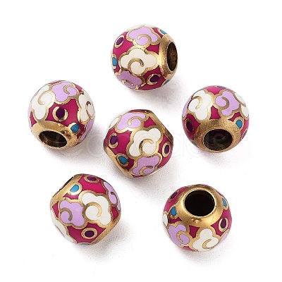 Golden Plated Alloy Enamel European Beads FIND-E046-01G-1